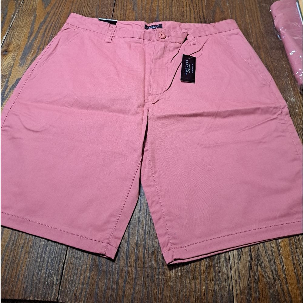 New Size 36 Marquis Signature Salmon Chino Cotton Shorts with Pockets NWT